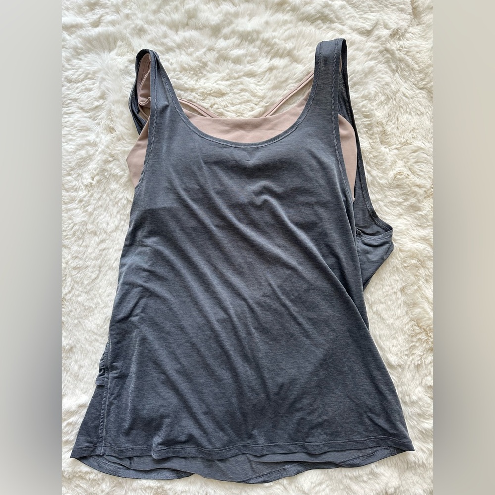Lululemon Reenergized 2-in-1 Tank, Solar Grey/Muse, Size 4
